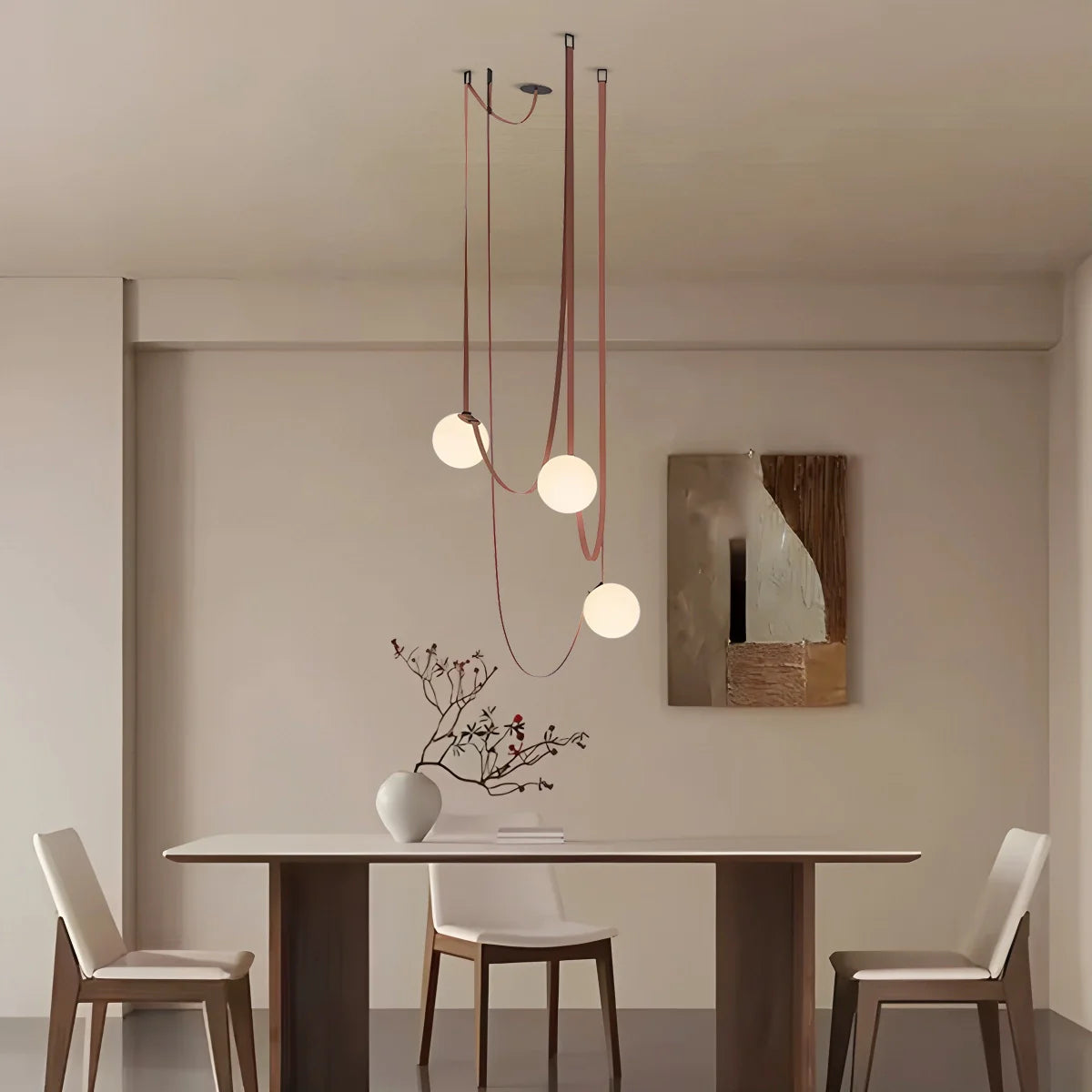 Modern Leather Strap Globe Pendant Light | Adjustable Frosted Glass Globes for High Ceilings & Statement Installations
