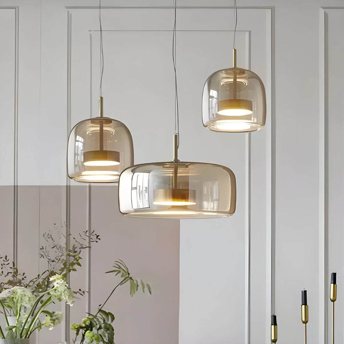 Modern Glass Pendant Light | Adjustable Cord, Sloped Ceiling Friendly & Ideal for Dining Room, Kitchen, or Living Area