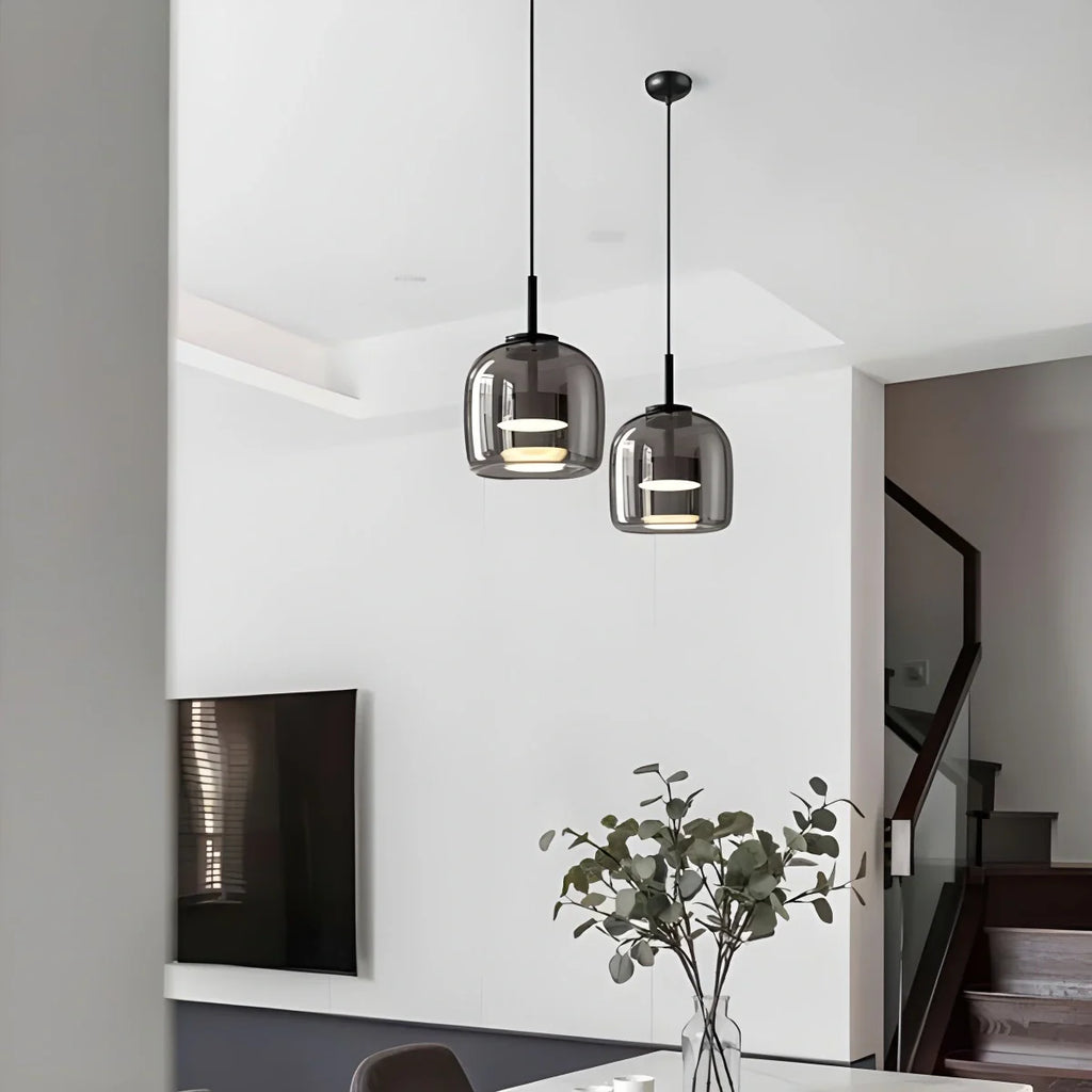 Modern Glass Pendant Light | Adjustable Cord, Sloped Ceiling Friendly & Ideal for Dining Room, Kitchen, or Living Area