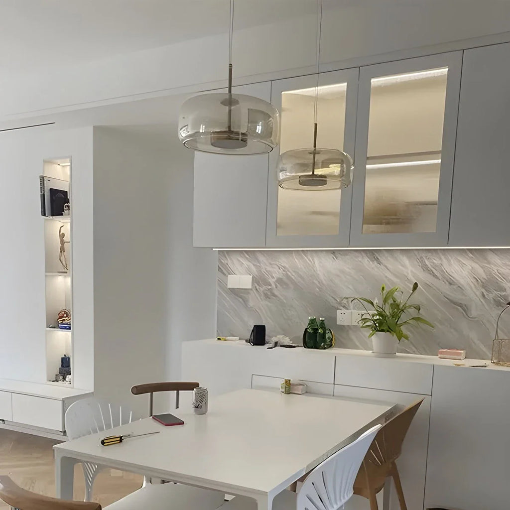 Modern Glass Pendant Light | Adjustable Cord, Sloped Ceiling Friendly & Ideal for Dining Room, Kitchen, or Living Area