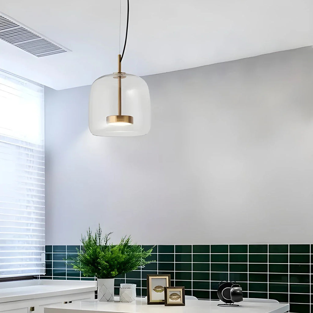 Modern Glass Pendant Light | Adjustable Cord, Sloped Ceiling Friendly & Ideal for Dining Room, Kitchen, or Living Area