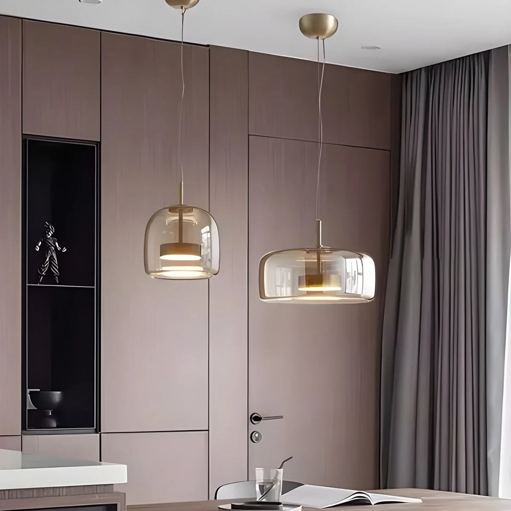 Modern Glass Pendant Light | Adjustable Cord, Sloped Ceiling Friendly & Ideal for Dining Room, Kitchen, or Living Area
