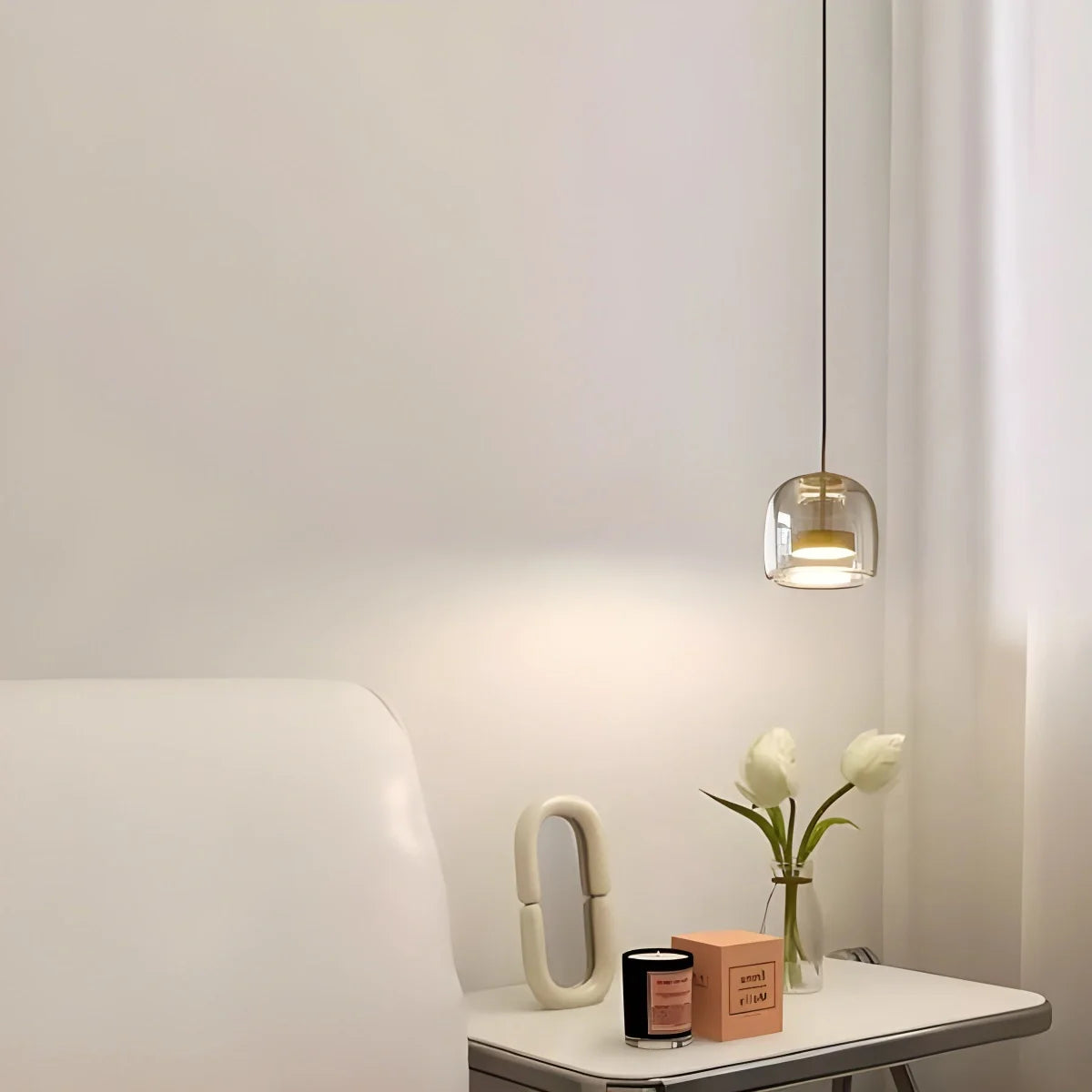 Modern Glass Pendant Light | Adjustable Cord, Sloped Ceiling Friendly & Ideal for Dining Room, Kitchen, or Living Area