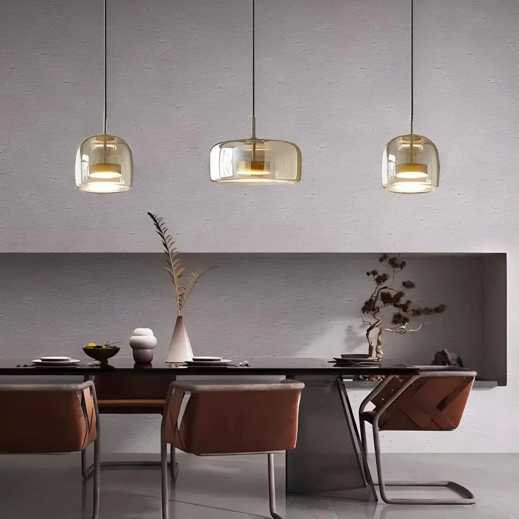Modern Glass Pendant Light | Adjustable Cord, Sloped Ceiling Friendly & Ideal for Dining Room, Kitchen, or Living Area