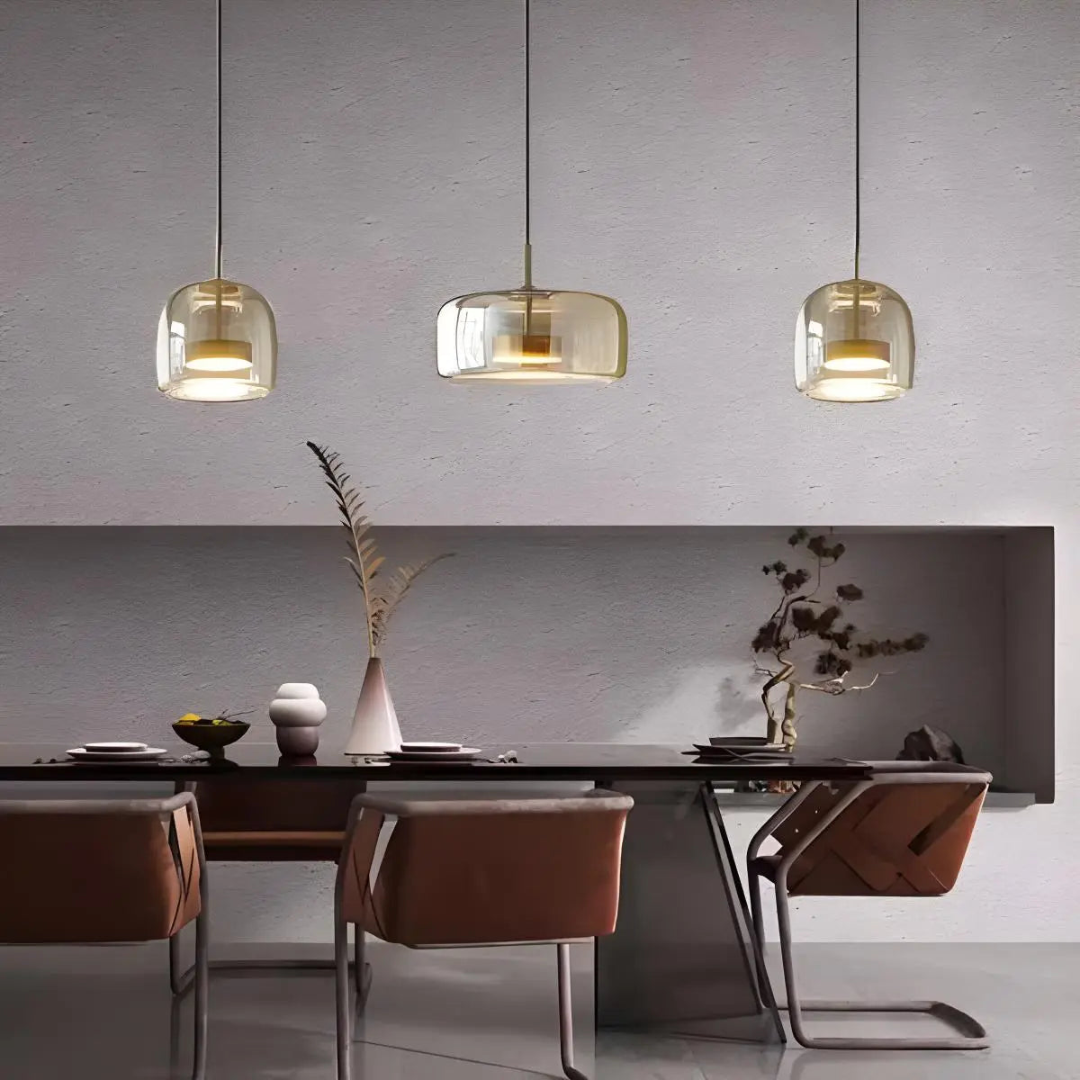 Modern Glass Pendant Light | Adjustable Cord, Sloped Ceiling Friendly & Ideal for Dining Room, Kitchen, or Living Area