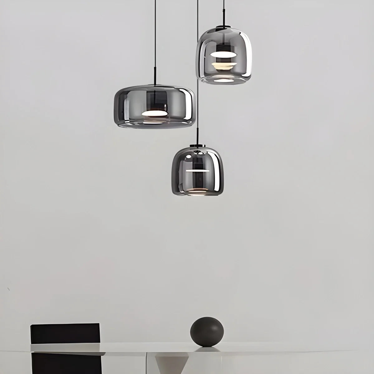 Modern Glass Pendant Light | Adjustable Cord, Sloped Ceiling Friendly & Ideal for Dining Room, Kitchen, or Living Area