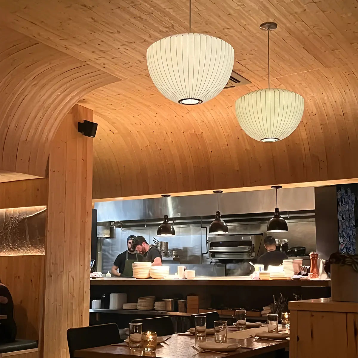 Vintage LED Silk Lantern Pendant Light | Adjustable Height, Sloped Ceiling Friendly & Ideal for Living Rooms and Dining Areas