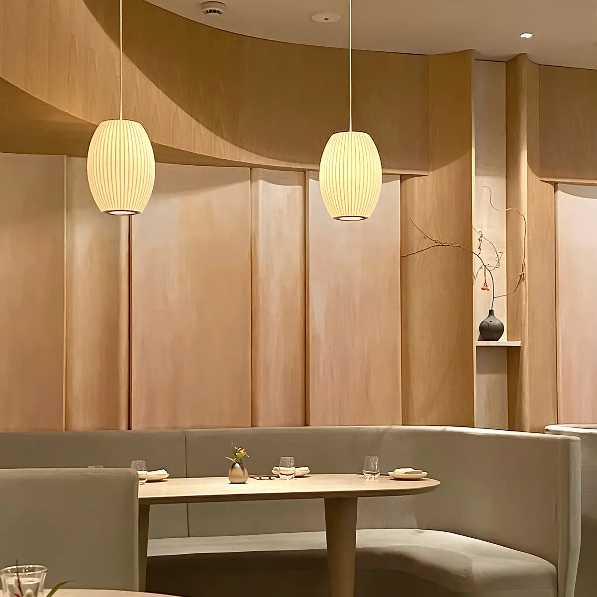 Vintage LED Silk Lantern Pendant Light | Adjustable Height, Sloped Ceiling Friendly & Ideal for Living Rooms and Dining Areas