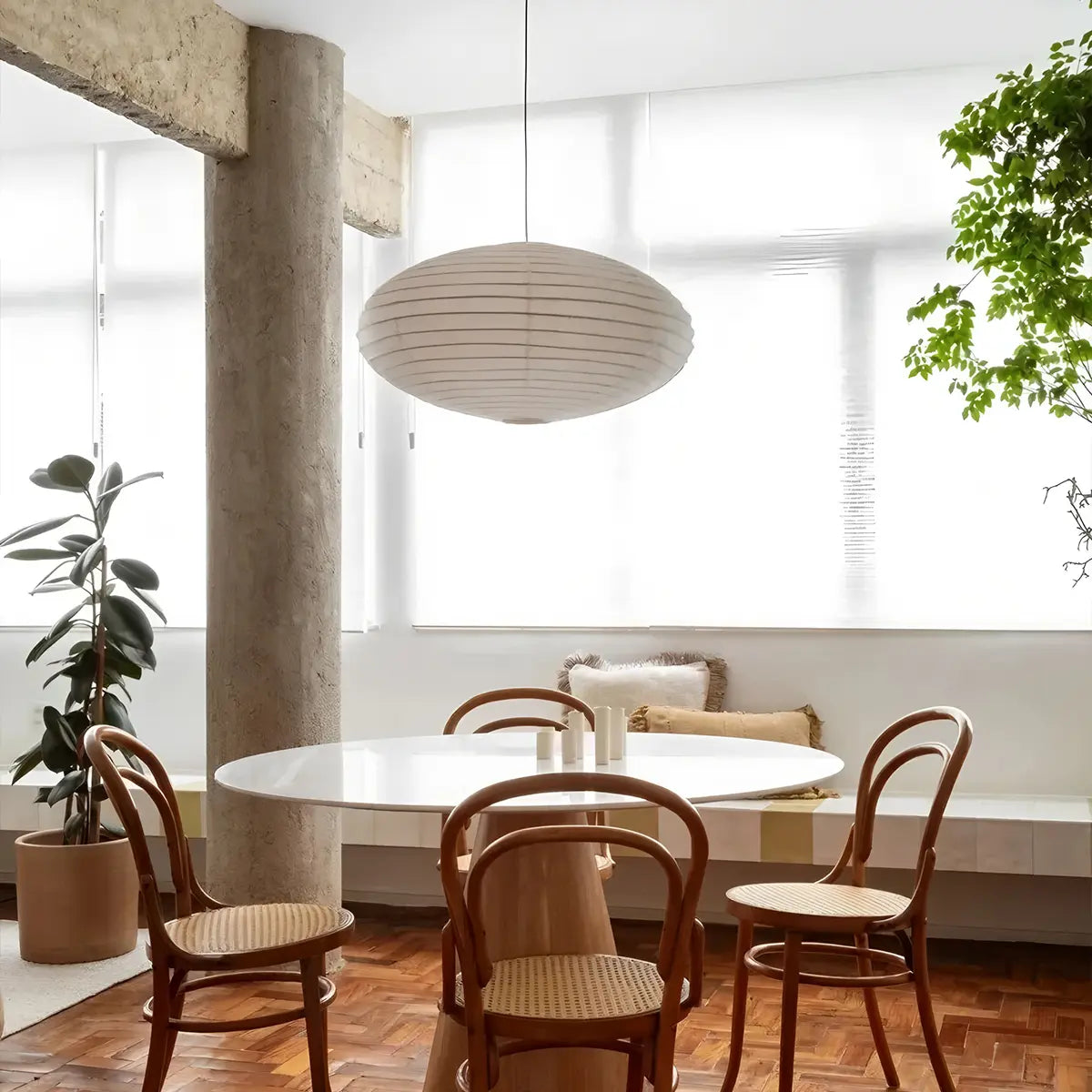 Vintage LED Silk Lantern Pendant Light | Adjustable Height, Sloped Ceiling Friendly & Ideal for Living Rooms and Dining Areas