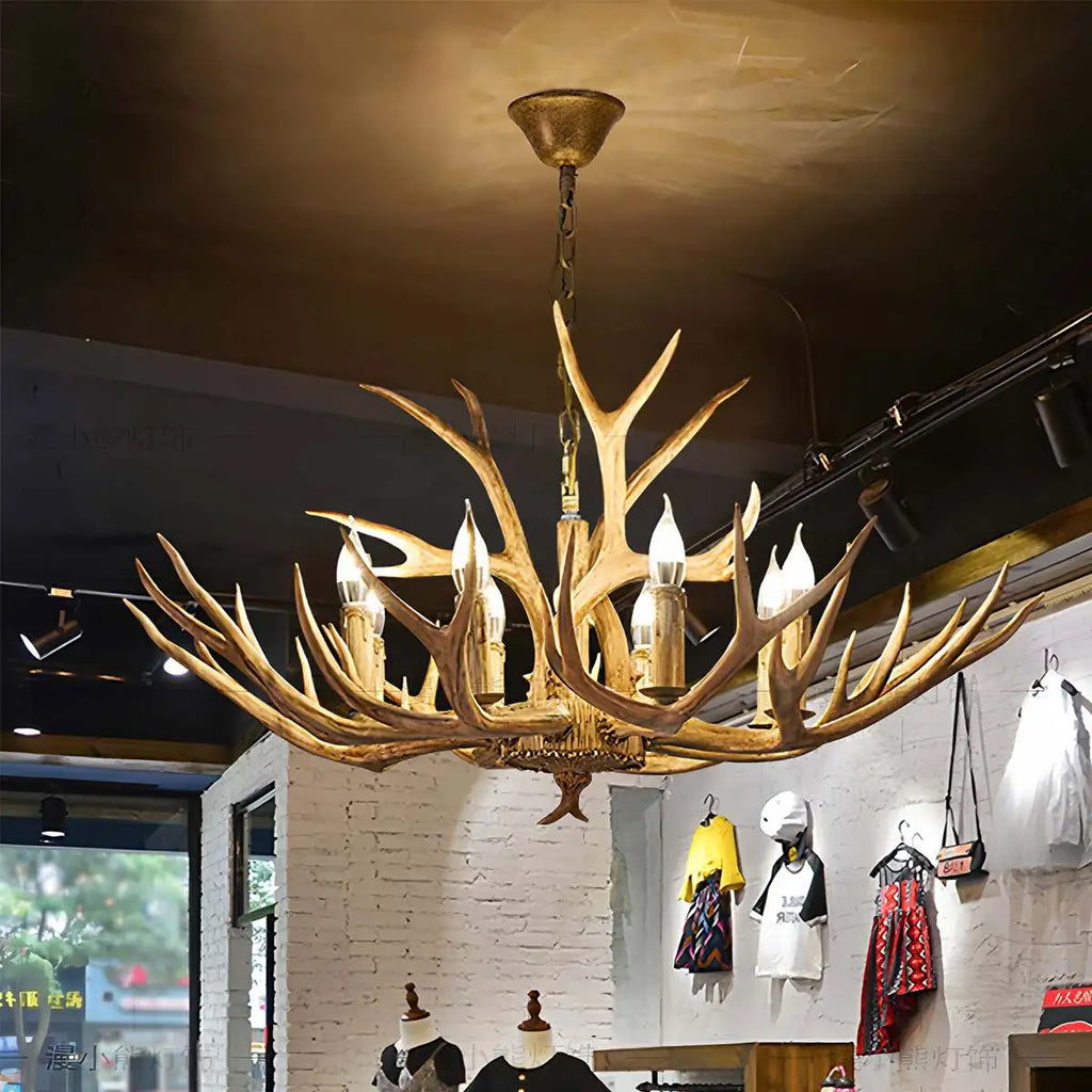 Antler Shape Resin Chandelier | Adjustable Height, Rustic Elegance & Ideal for Living Room, Dining Area, or Entryway
