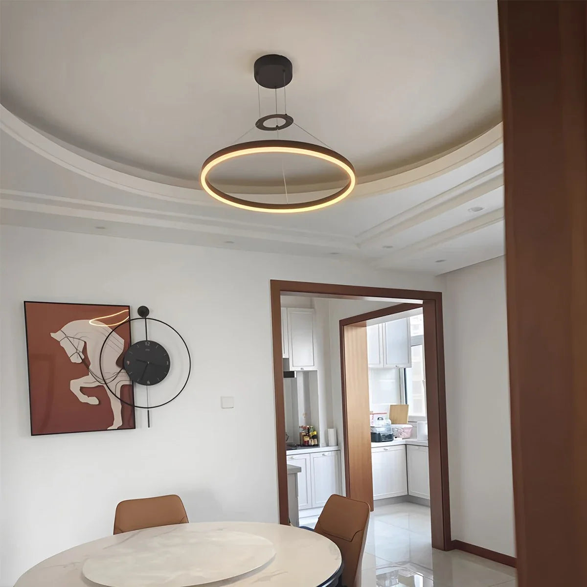 Circular LED Pendant Light | Modern Design, Energy-Saving & Ideal for Living Room, Kitchen, and Office Spaces