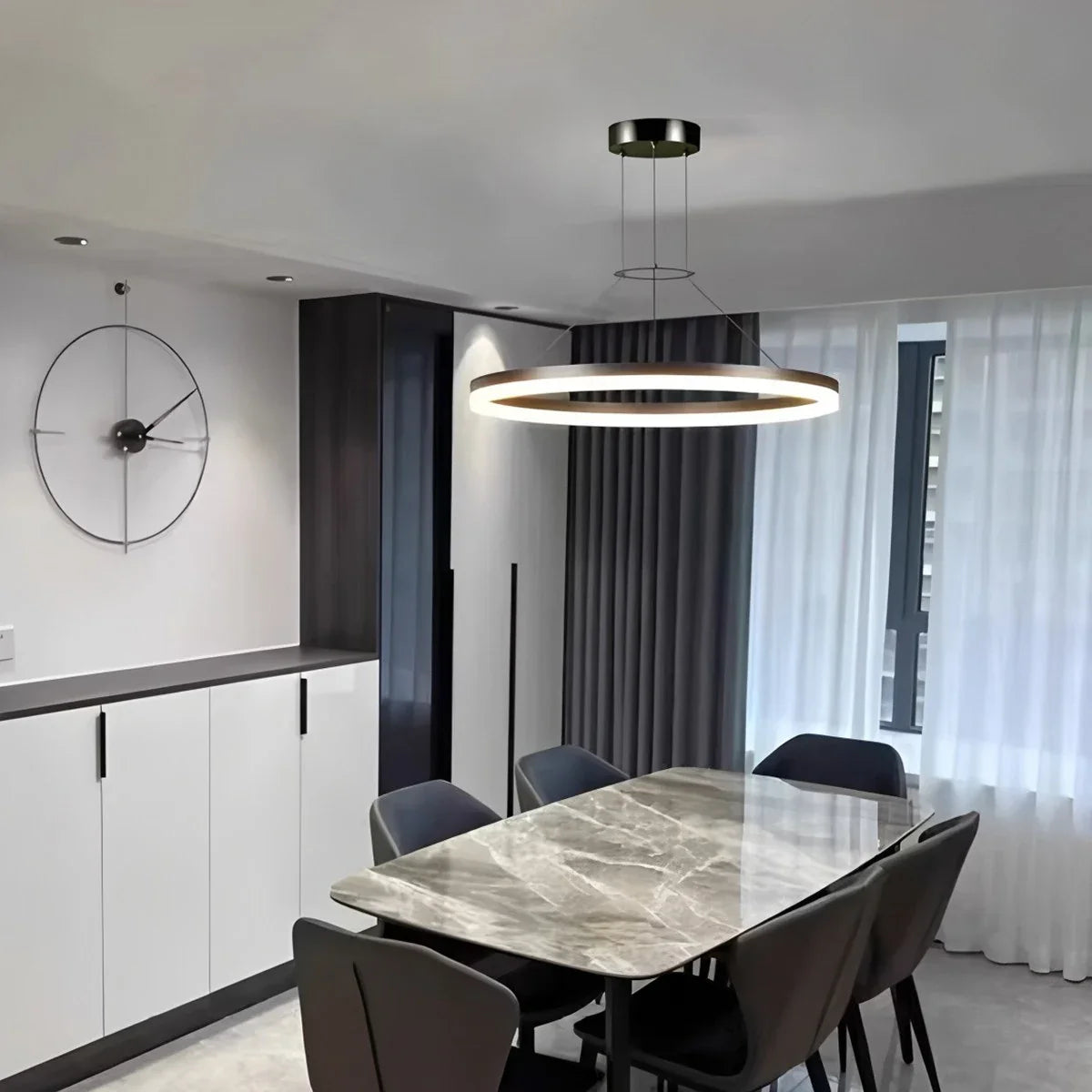 Circular LED Pendant Light | Modern Design, Energy-Saving & Ideal for Living Room, Kitchen, and Office Spaces