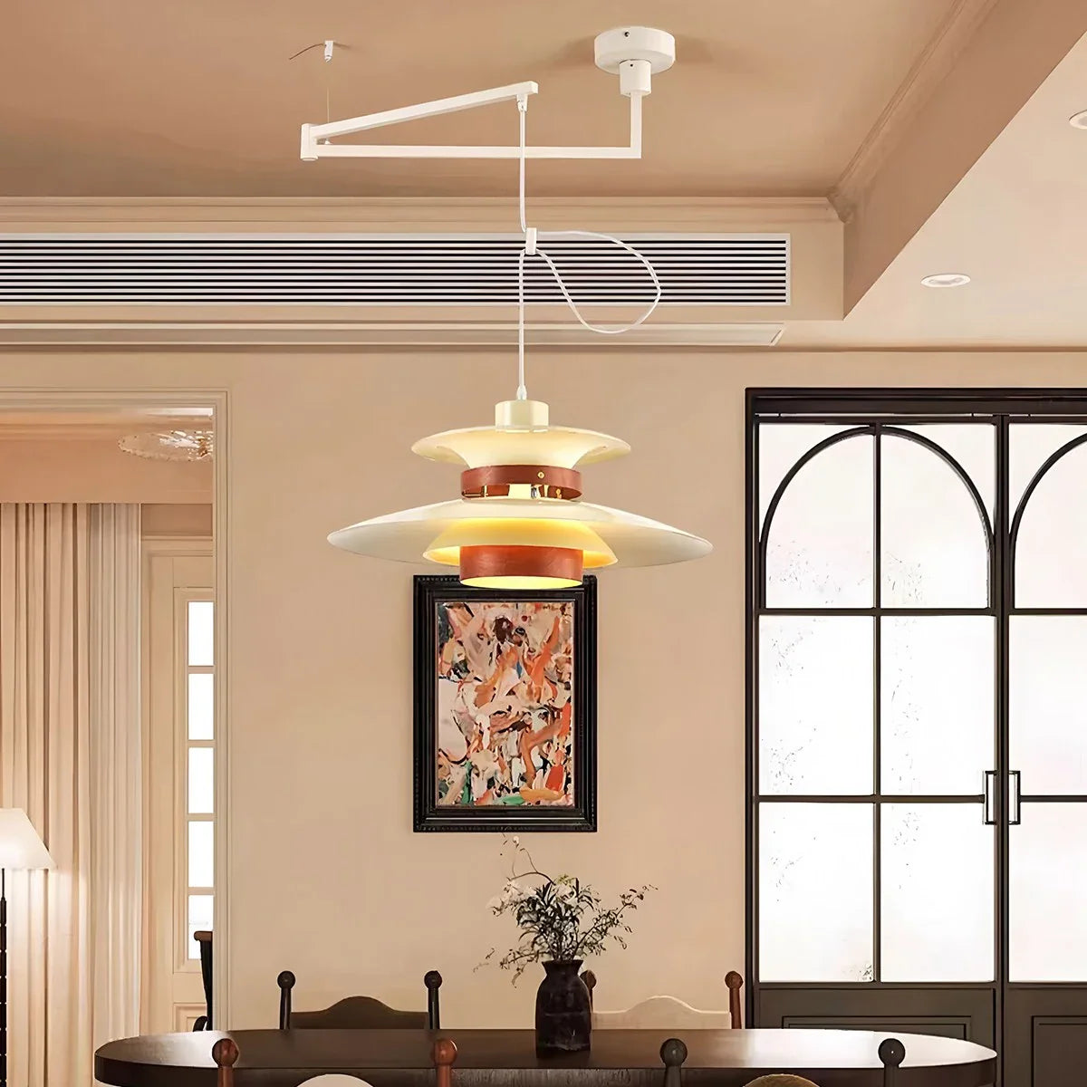 UFO Pendant Light | Adjustable Height, Durable Metal & Wood Design for Kitchen and Dining Areas