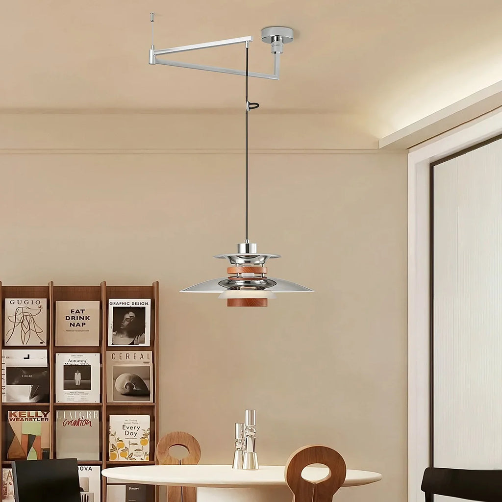 UFO Pendant Light | Adjustable Height, Durable Metal & Wood Design for Kitchen and Dining Areas