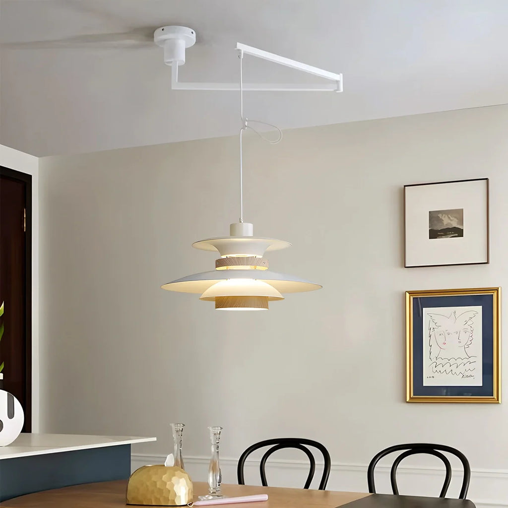 UFO Pendant Light | Adjustable Height, Durable Metal & Wood Design for Kitchen and Dining Areas