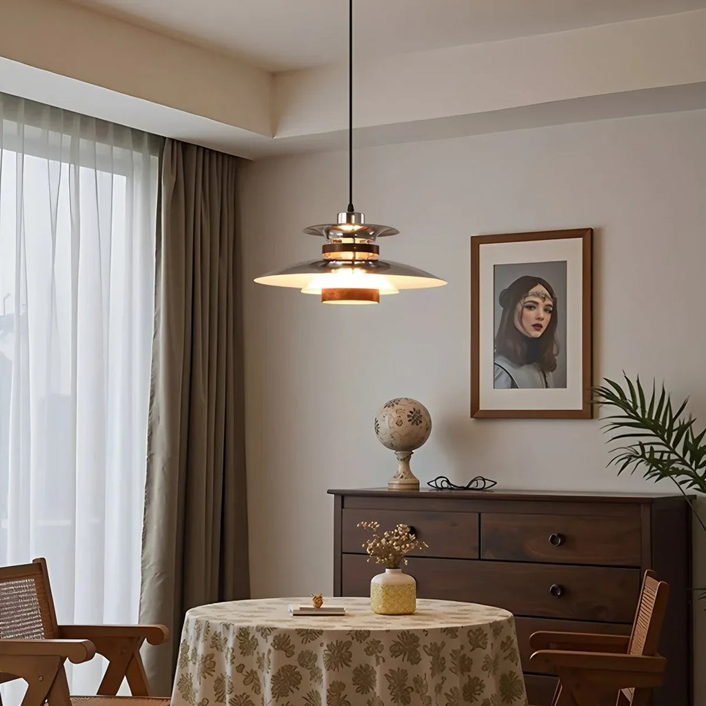 UFO Pendant Light | Adjustable Height, Durable Metal & Wood Design for Kitchen and Dining Areas