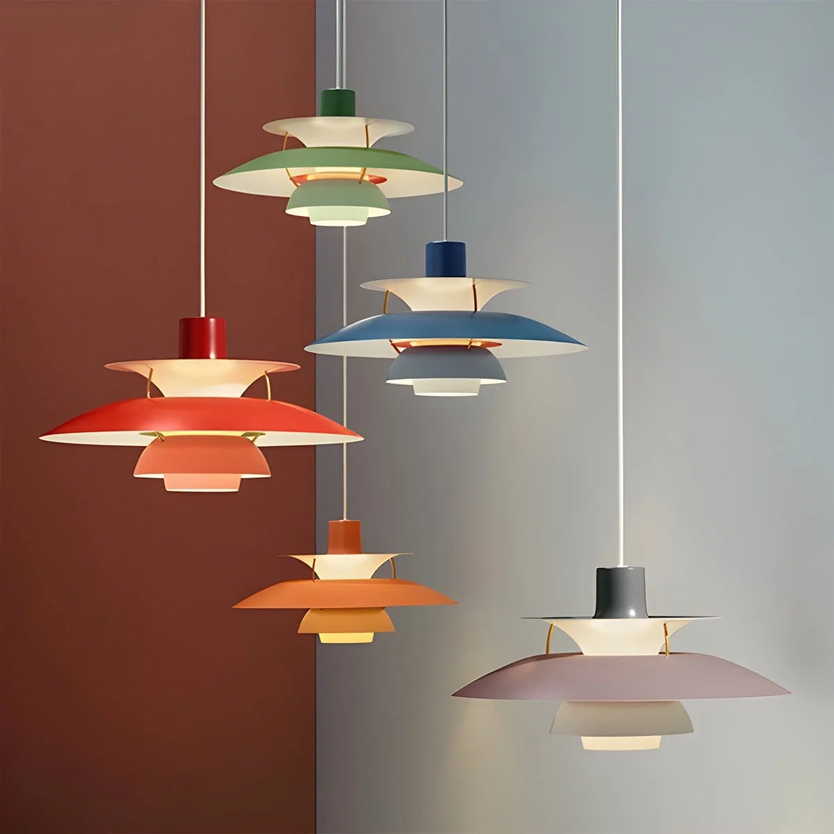 Modern Nordic Multi-layer Pendant Lamp | Adjustable Height, Sloped Ceiling Friendly & Ideal for Living Rooms and Dining Areas