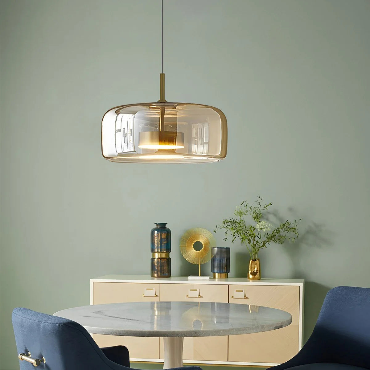Modern Glass Pendant Light | Adjustable Cord, Sloped Ceiling Friendly & Ideal for Dining Room, Kitchen, or Living Area