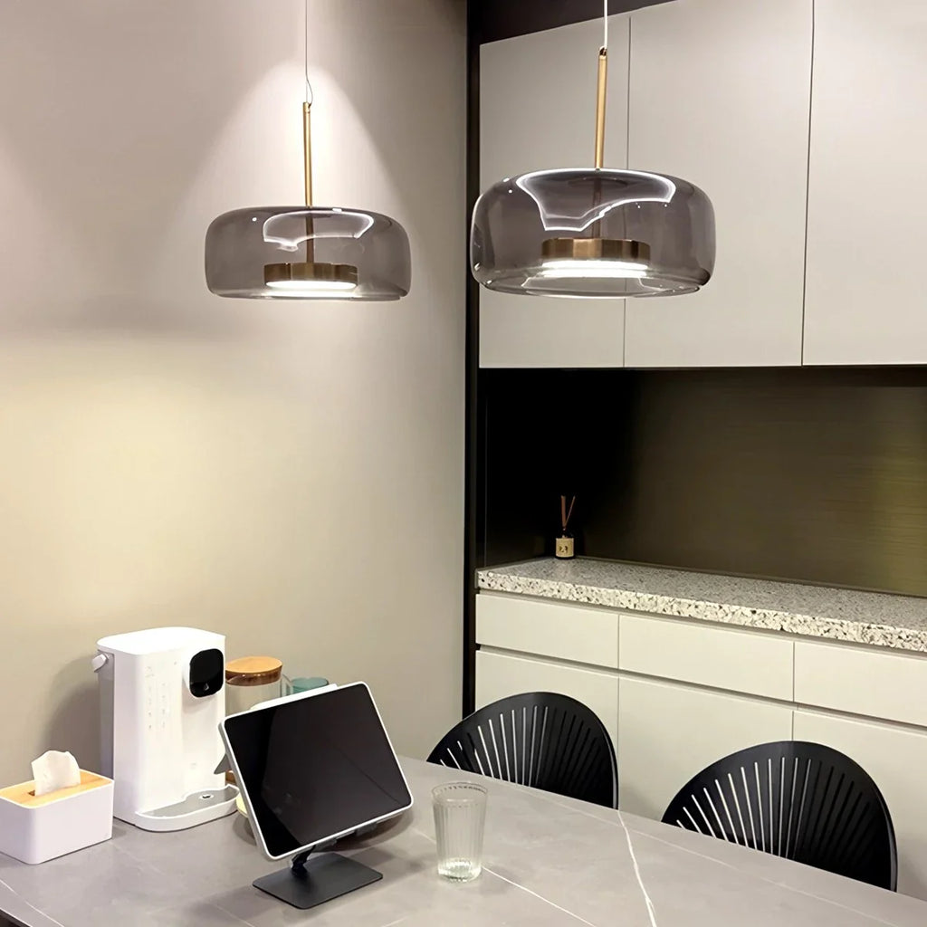 Modern Glass Pendant Light | Adjustable Cord, Sloped Ceiling Friendly & Ideal for Dining Room, Kitchen, or Living Area