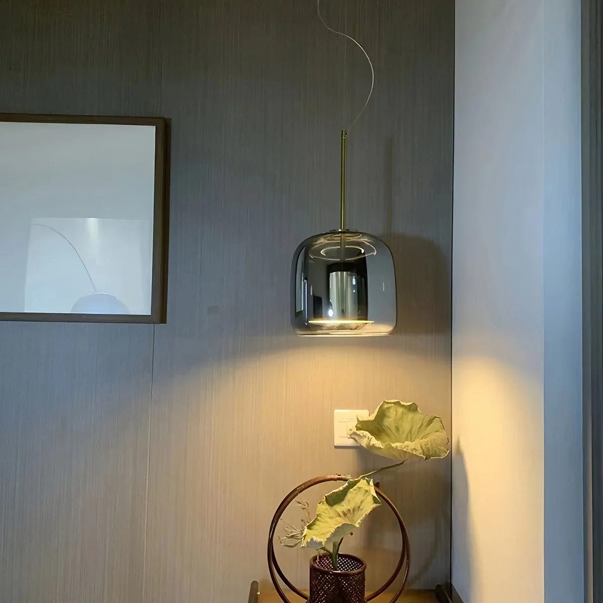 Modern Glass Pendant Light | Adjustable Cord, Sloped Ceiling Friendly & Ideal for Dining Room, Kitchen, or Living Area