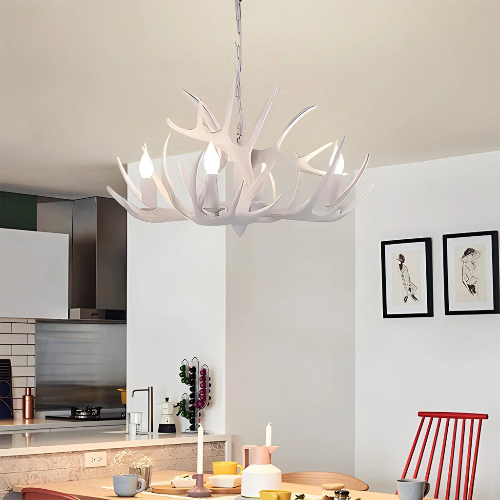 Antler Shape Resin Chandelier | Adjustable Height, Rustic Elegance & Ideal for Living Room, Dining Area, or Entryway