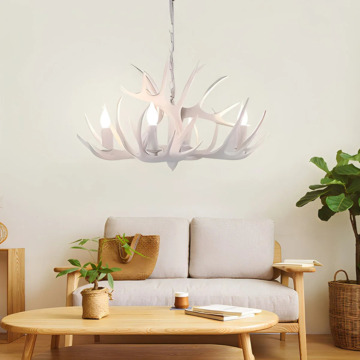 Antler Shape Resin Chandelier | Adjustable Height, Rustic Elegance & Ideal for Living Room, Dining Area, or Entryway