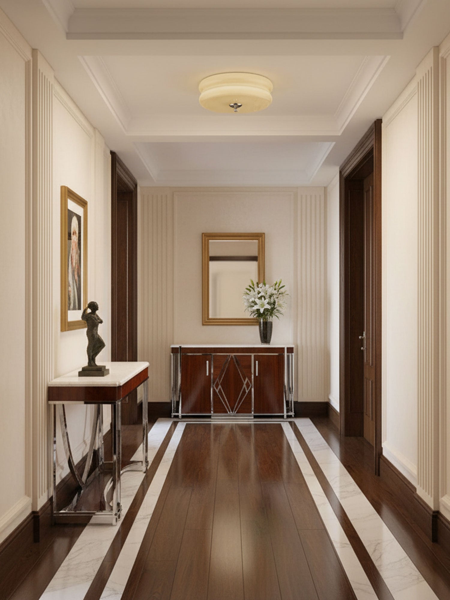 Art Deco Vintage Ceiling Light | Dimmable, Gold or Chrome Finish & Ideal for Modern and Traditional Interiors