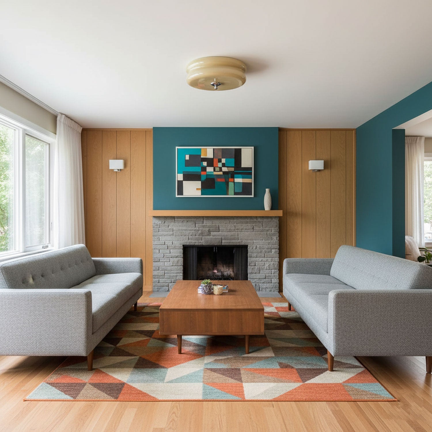 Art Deco Vintage Ceiling Light | Dimmable, Gold or Chrome Finish & Ideal for Modern and Traditional Interiors