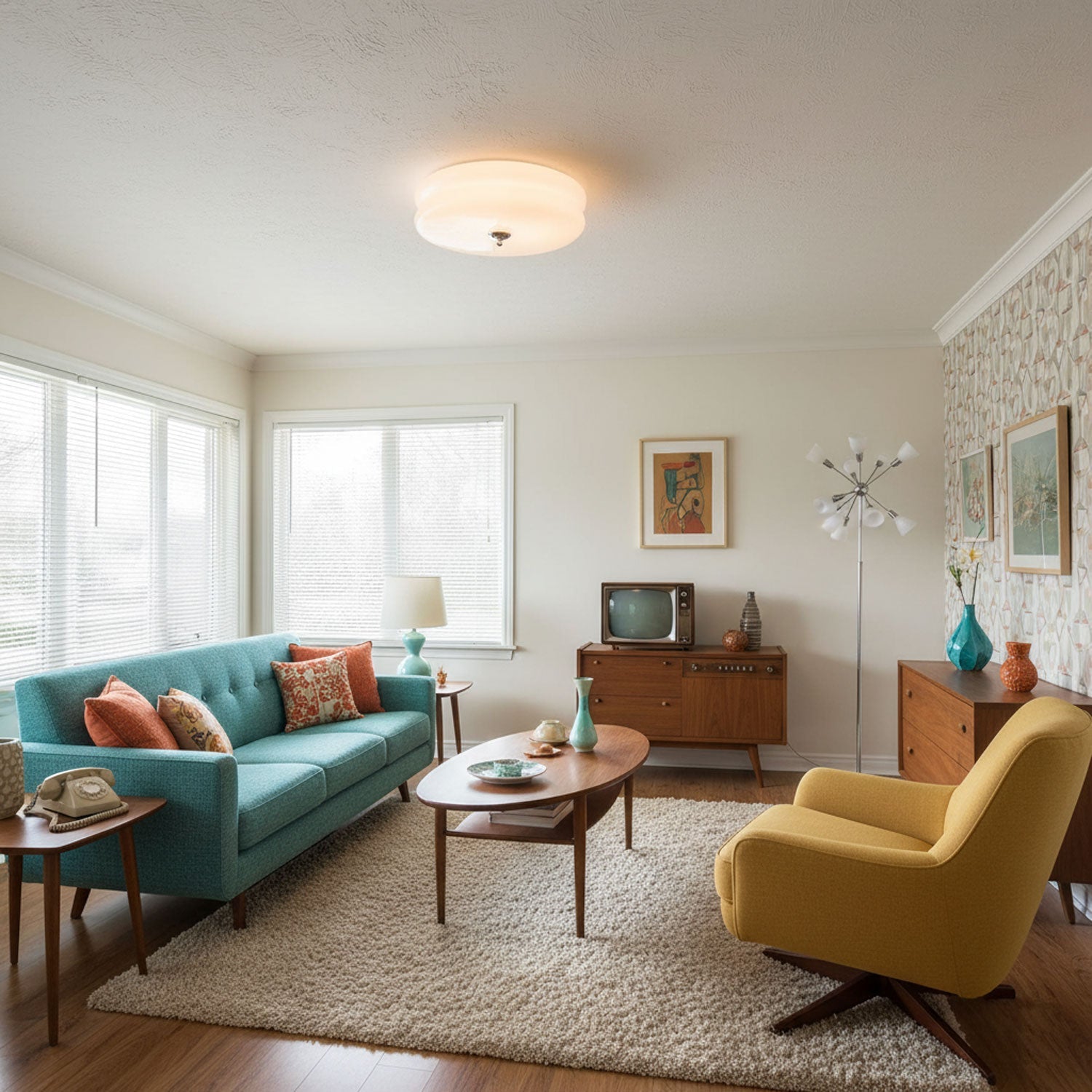 Art Deco Vintage Ceiling Light | Dimmable, Gold or Chrome Finish & Ideal for Modern and Traditional Interiors