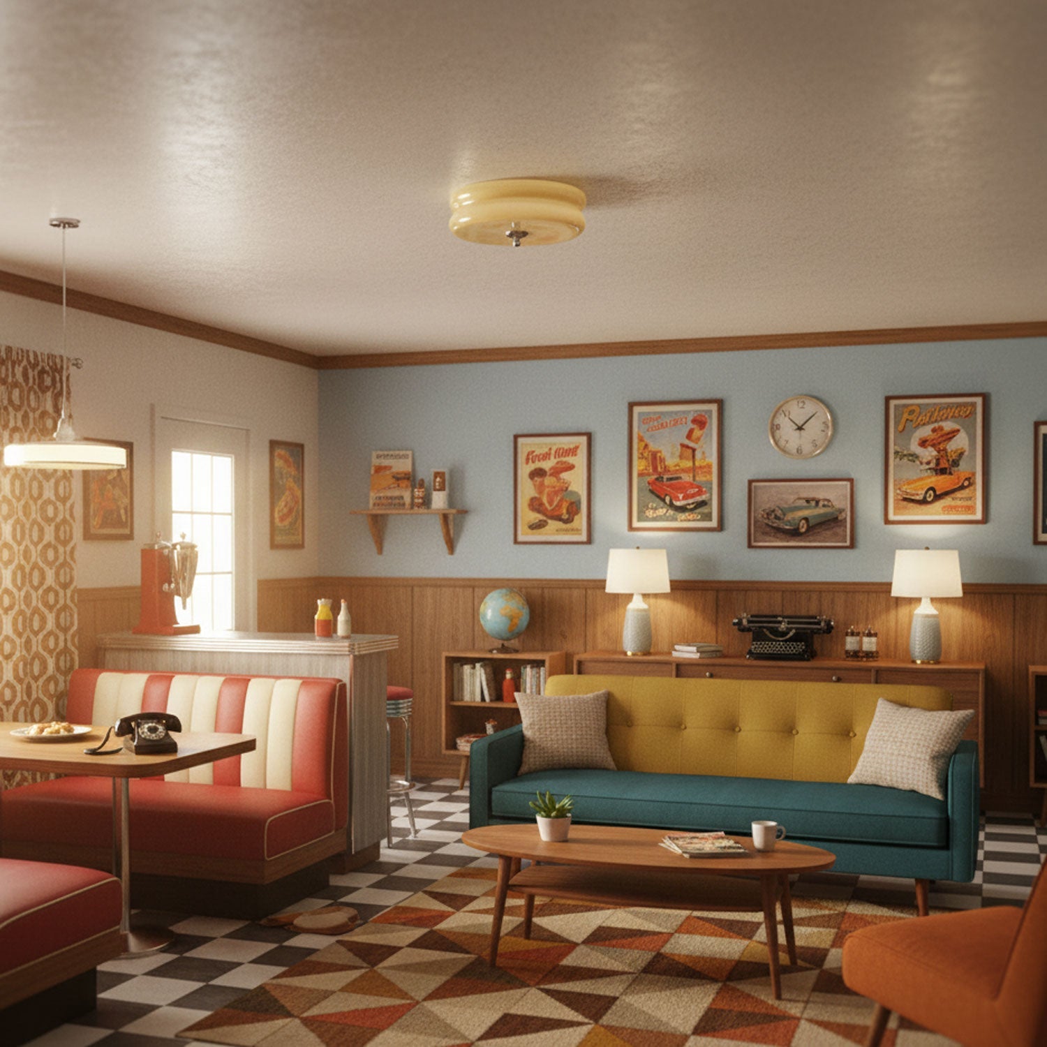 Art Deco Vintage Ceiling Light | Dimmable, Gold or Chrome Finish & Ideal for Modern and Traditional Interiors