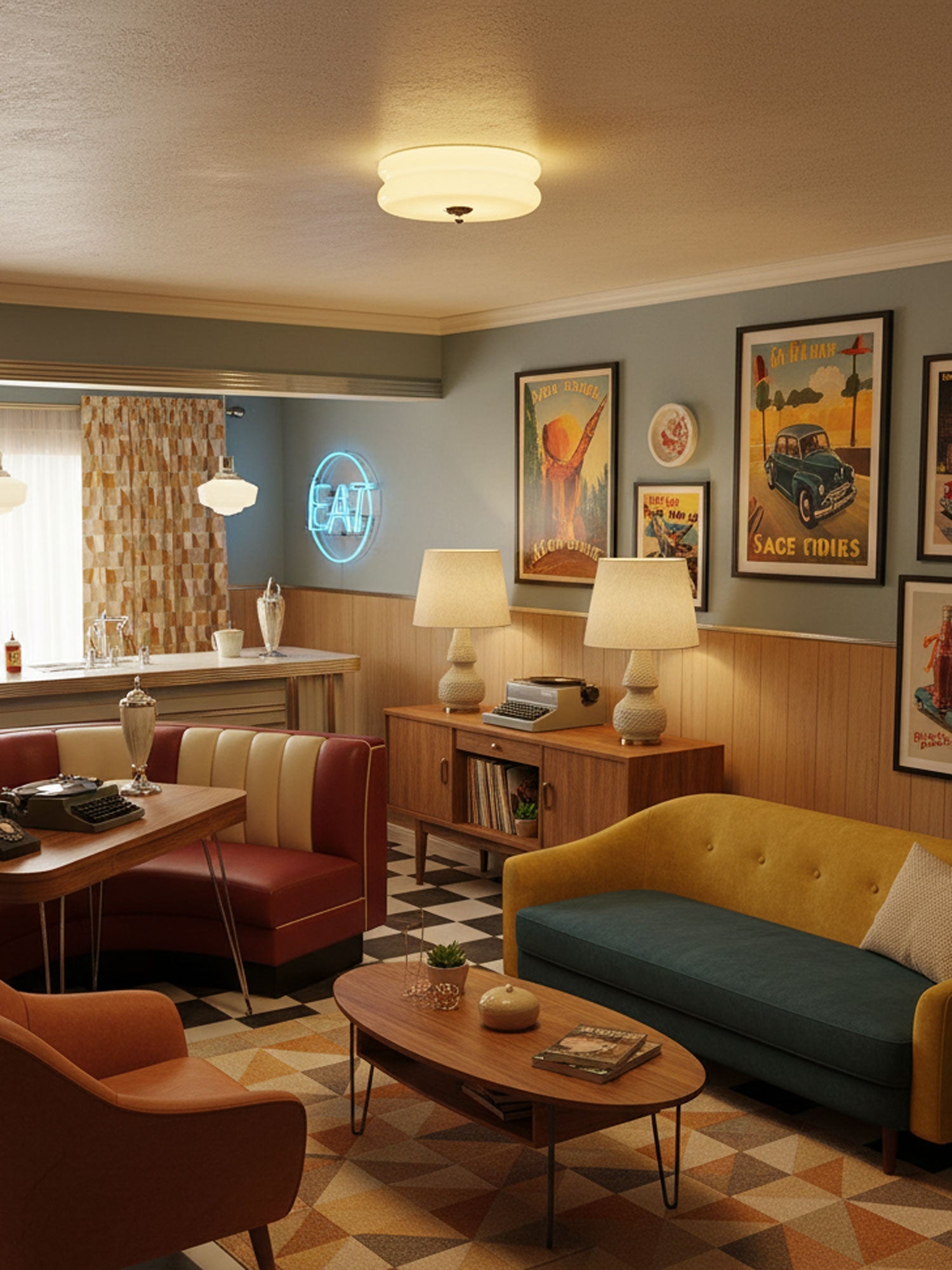 Art Deco Vintage Ceiling Light | Dimmable, Gold or Chrome Finish & Ideal for Modern and Traditional Interiors