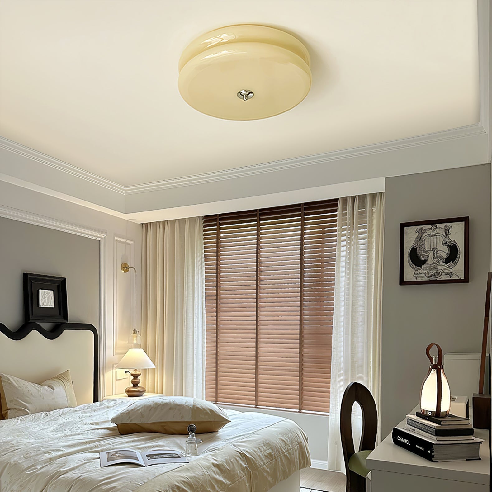 Art Deco Vintage Ceiling Light | Dimmable, Gold or Chrome Finish & Ideal for Modern and Traditional Interiors