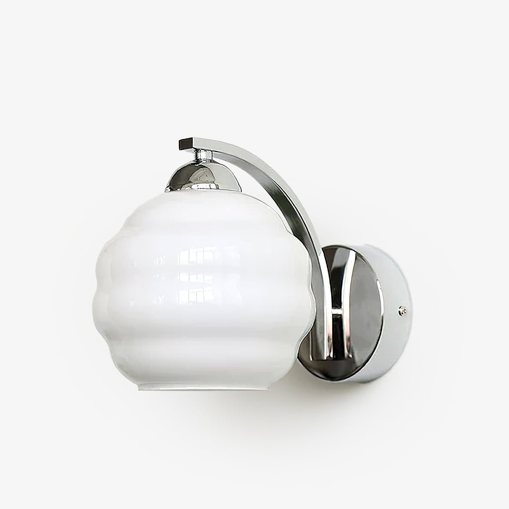 Art Deco Plug-in Wall Lamp | Vintage Gold or Chrome Finish with White Glass Shade for Indoor Use