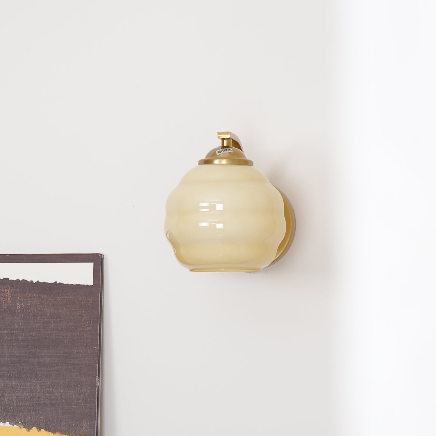 Art Deco Plug-in Wall Lamp | Vintage Gold or Chrome Finish with White Glass Shade for Indoor Use