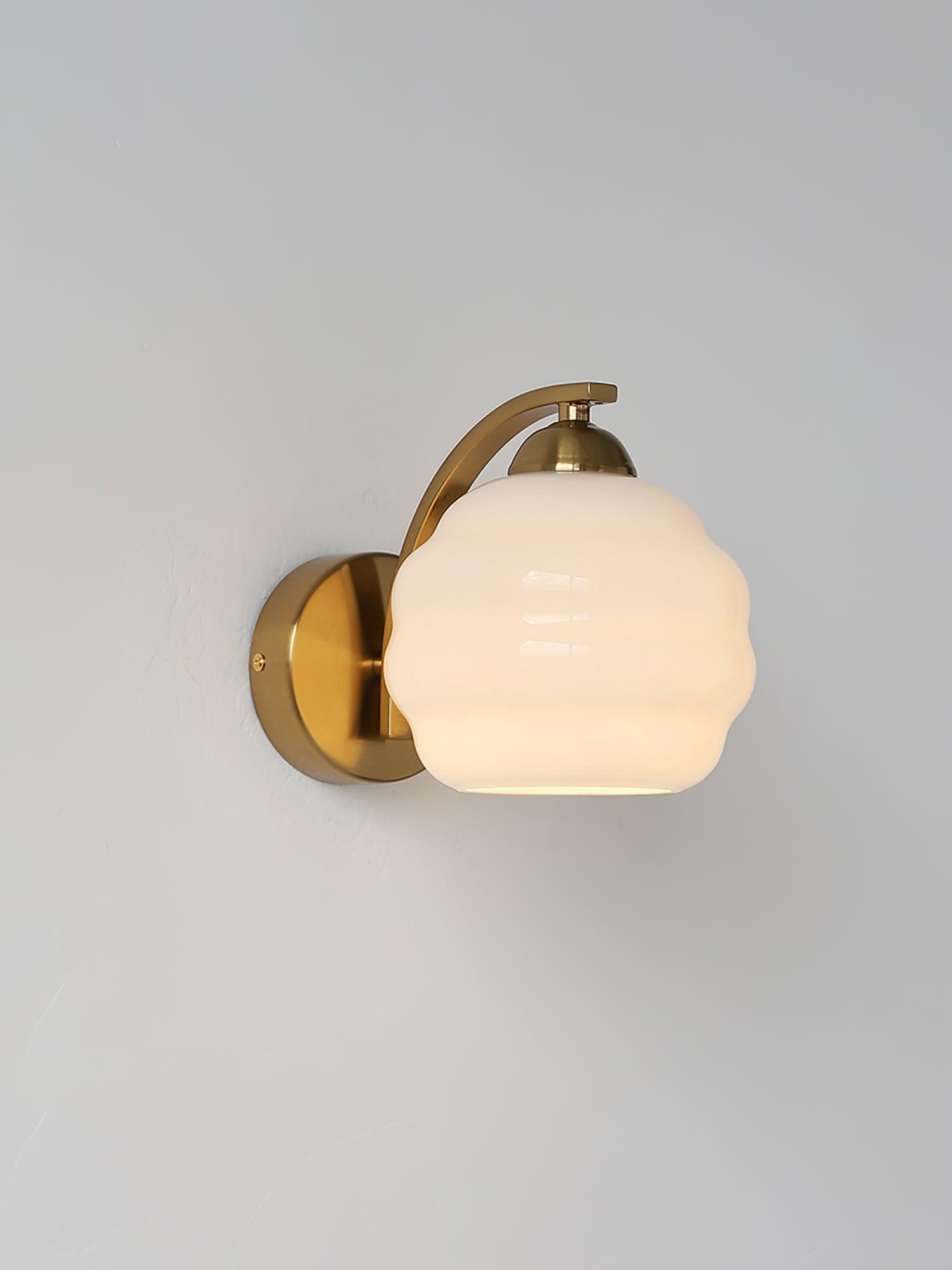 Art Deco Plug-in Wall Lamp | Vintage Gold or Chrome Finish with White Glass Shade for Indoor Use