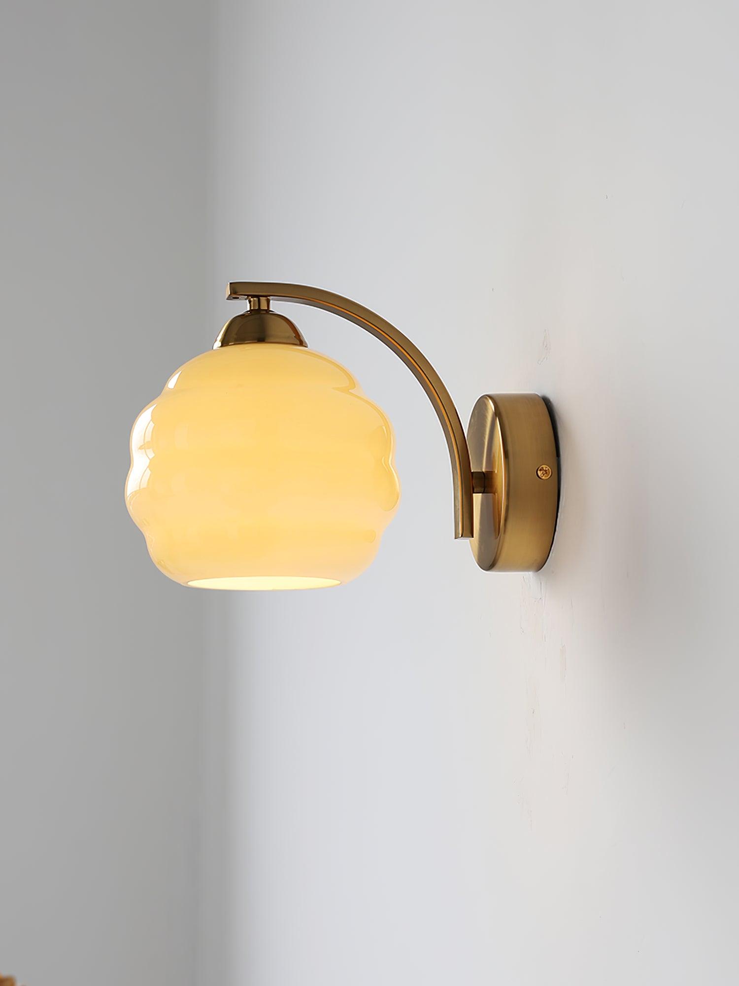 Art Deco Plug-in Wall Lamp | Vintage Gold or Chrome Finish with White Glass Shade for Indoor Use