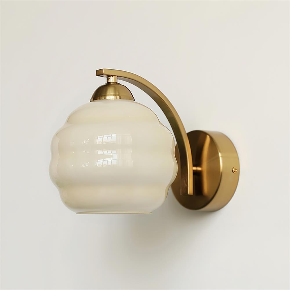 Art Deco Plug-in Wall Lamp | Vintage Gold or Chrome Finish with White Glass Shade for Indoor Use