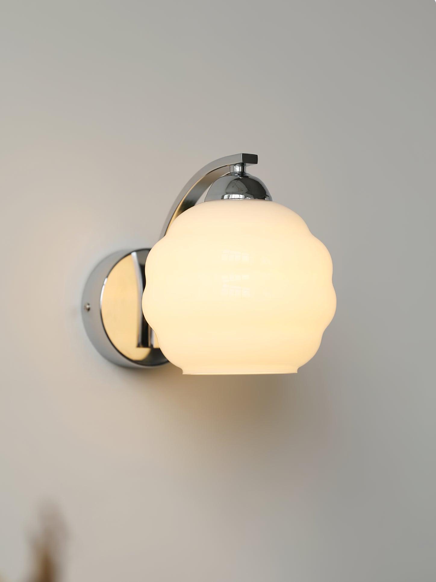 Art Deco Plug-in Wall Lamp | Vintage Gold or Chrome Finish with White Glass Shade for Indoor Use