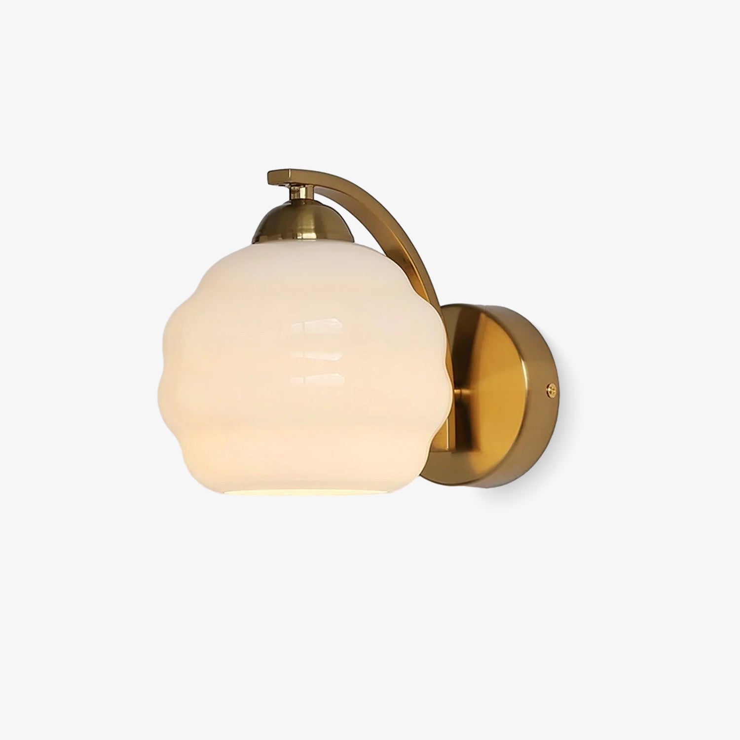 Art Deco Plug-in Wall Lamp | Vintage Gold or Chrome Finish with White Glass Shade for Indoor Use