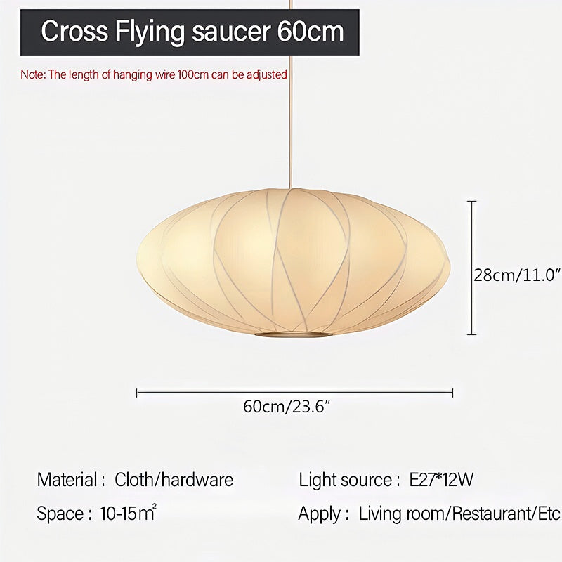 Vintage LED Silk Lantern Pendant Light | Adjustable Height, Sloped Ceiling Friendly & Ideal for Living Rooms and Dining Areas