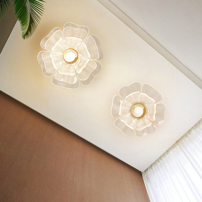 LED Flush Mount Ceiling Light - Modern Flower Petal Design in Iron & Acrylic - Ideal for Bedroom & Living Room Lighting