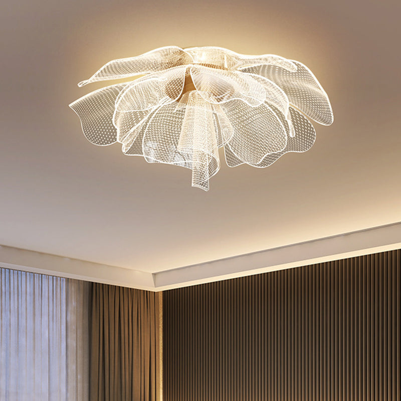 LED Flush Mount Ceiling Light - Modern Flower Petal Design in Iron & Acrylic - Ideal for Bedroom & Living Room Lighting