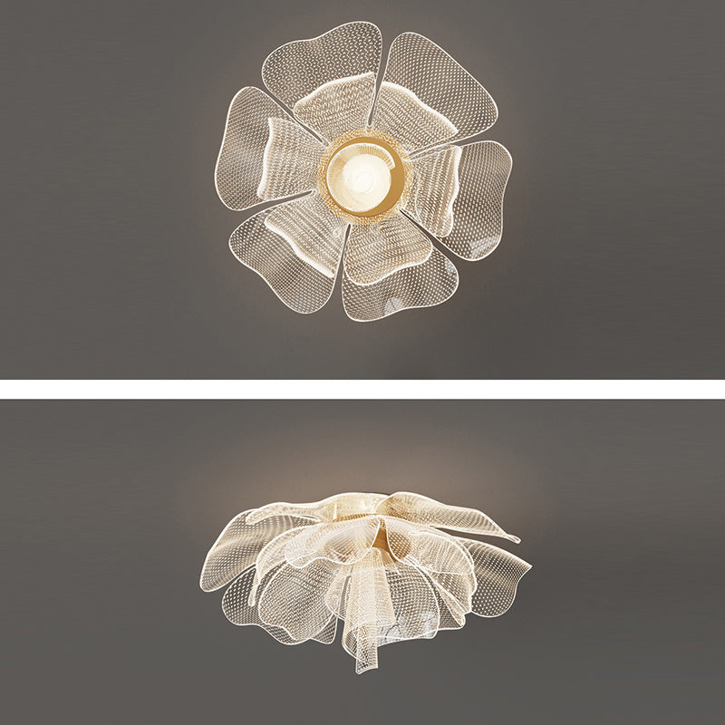 LED Flush Mount Ceiling Light - Modern Flower Petal Design in Iron & Acrylic - Ideal for Bedroom & Living Room Lighting