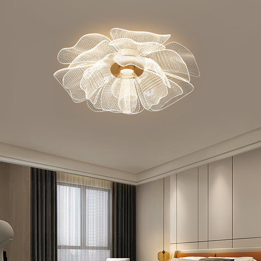 LED Flush Mount Ceiling Light - Modern Flower Petal Design in Iron & Acrylic - Ideal for Bedroom & Living Room Lighting