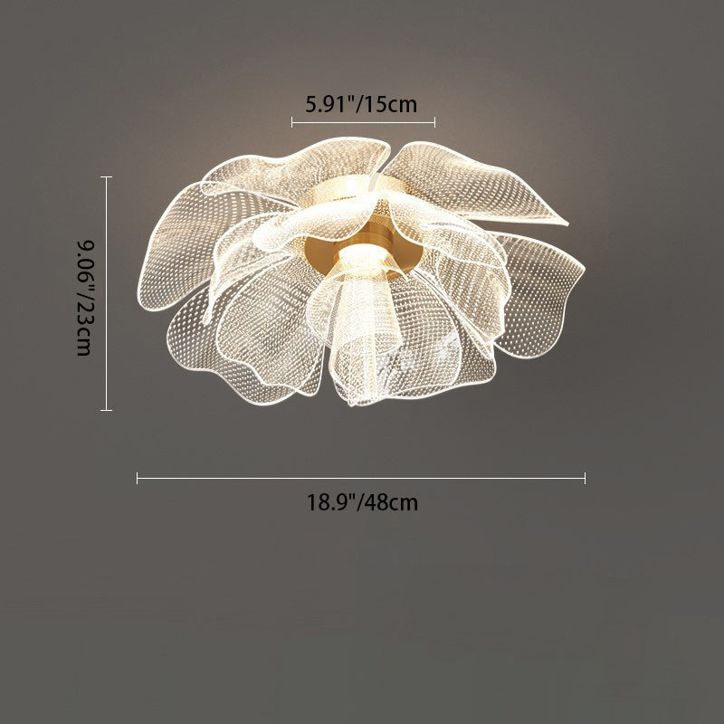 LED Flush Mount Ceiling Light - Modern Flower Petal Design in Iron & Acrylic - Ideal for Bedroom & Living Room Lighting