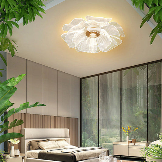 LED Flush Mount Ceiling Light - Modern Flower Petal Design in Iron & Acrylic - Ideal for Bedroom & Living Room Lighting