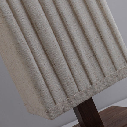 LED Standing Floor Lamp - Traditional Japanese Column Design with Walnut Fabric Shade for Living Room Lighting