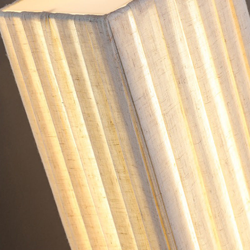 LED Standing Floor Lamp - Traditional Japanese Column Design with Walnut Fabric Shade for Living Room Lighting