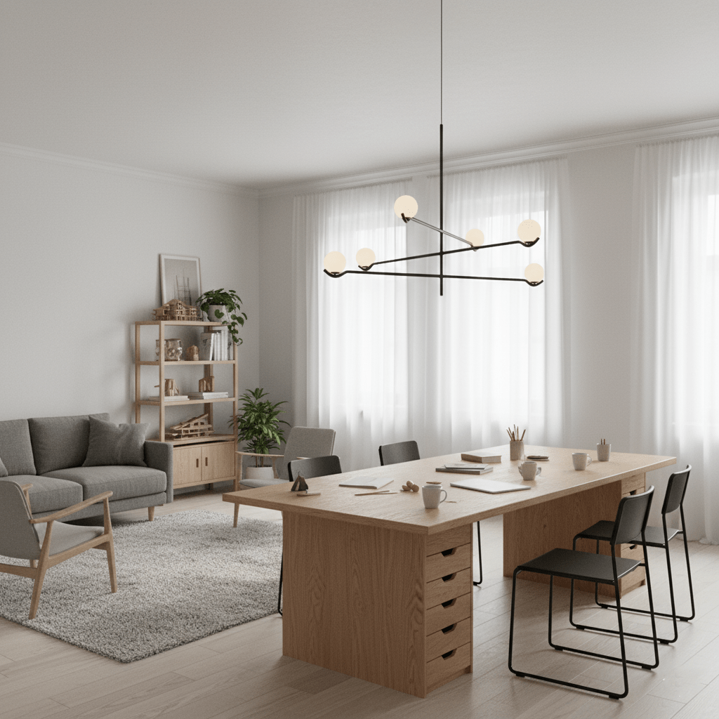 LED Pendant Light | Adjustable Height, Metal & Glass Design for Modern Indoor Spaces