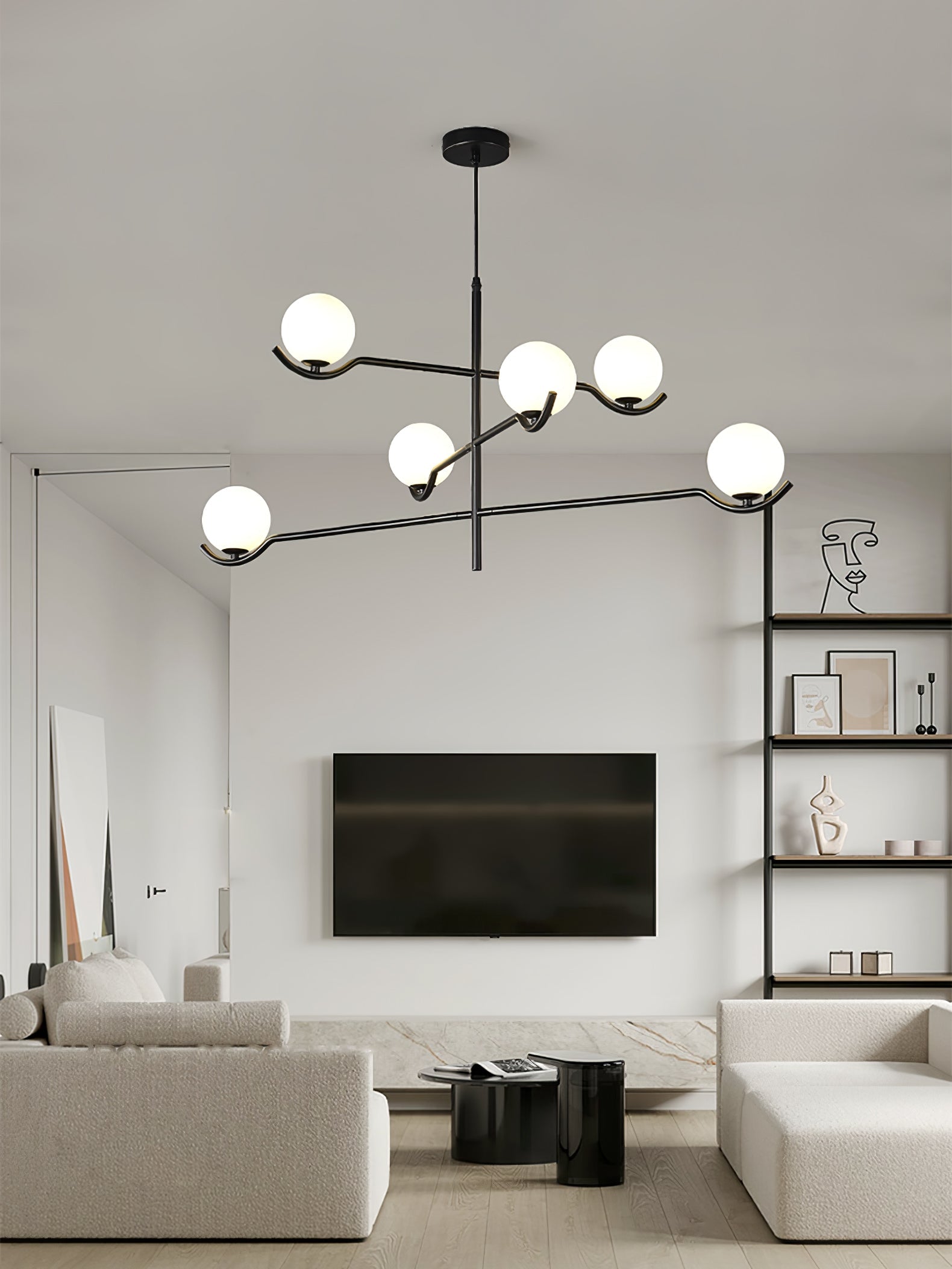 LED Pendant Light | Adjustable Height, Metal & Glass Design for Modern Indoor Spaces